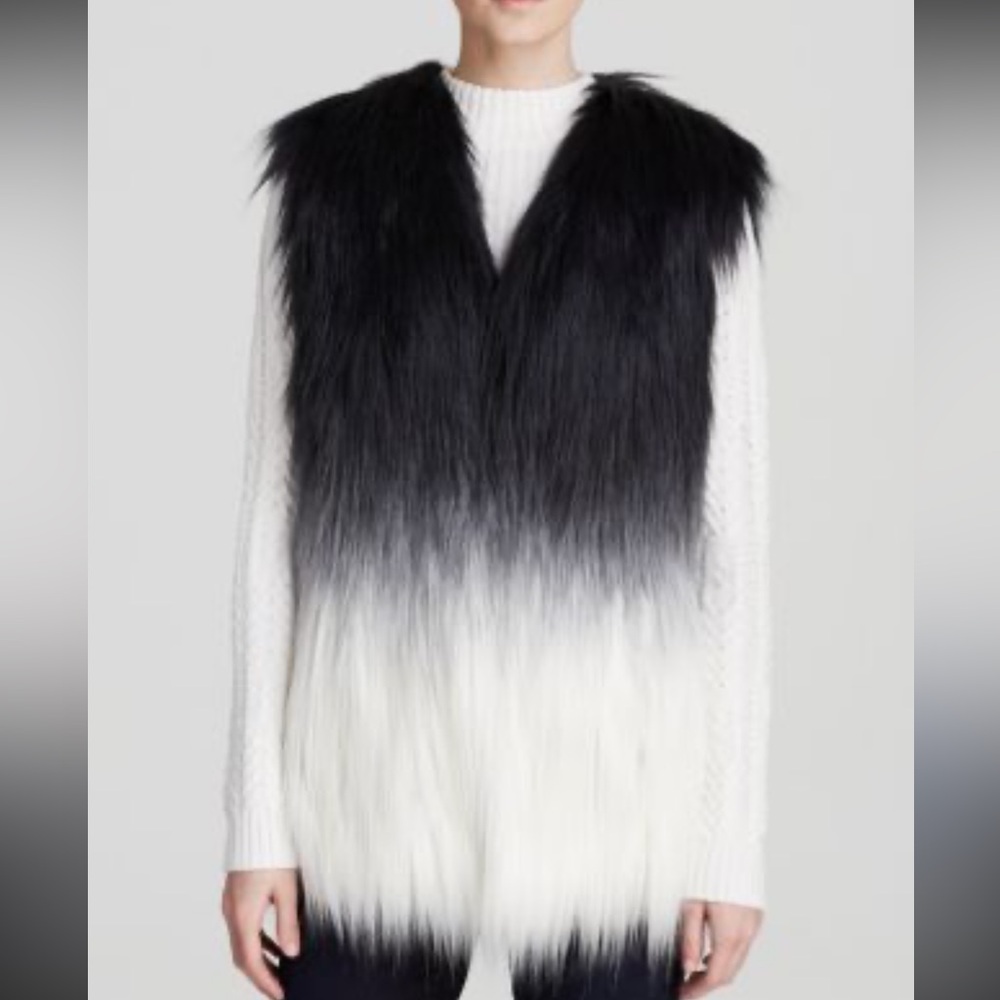 Nostalgic faux fur vest ombré black grey white bloggers favorite